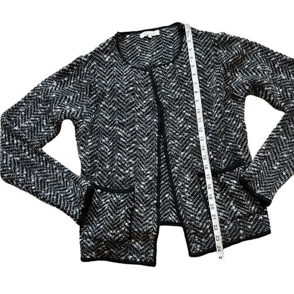 Black & White Herringbone Open Mid Weight Wool Blend Open Cardigan M - Picture 5 of 8